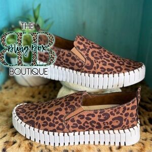 Very G Sandra Tan Leopard Laser Cut Shoes